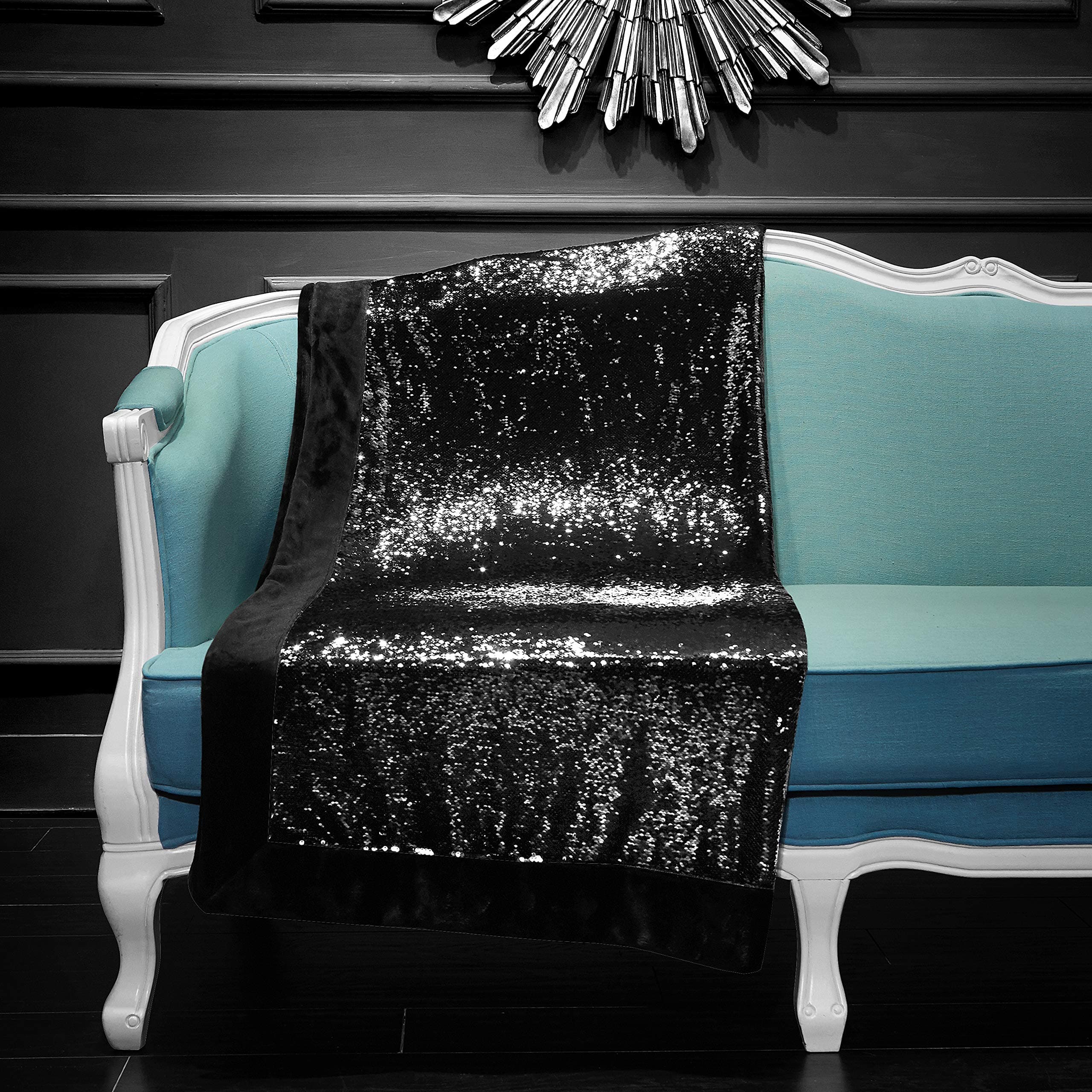 pop shop Reversible Mermaid Sequin Throw, Black/Silver