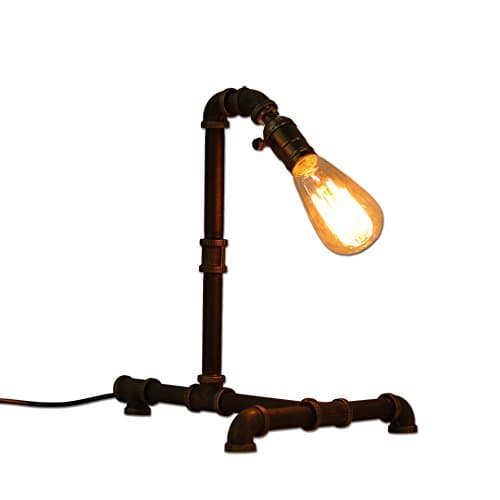 Loft Vintage Edison Bulb Table Lamp Dimmable Water Pipe Light Home Bar Decor