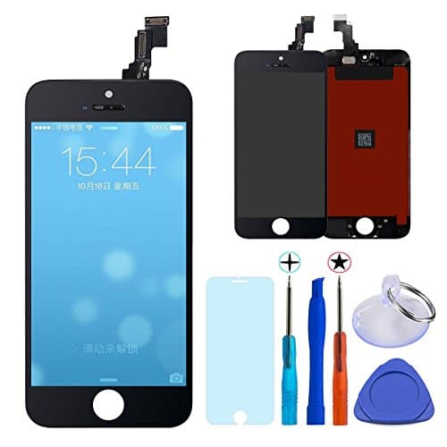 KXC ST 5C Screen Digitizer LCD Display Replacement Full Set with Tools and Glass screen protector For iphone 5C (4.0 inch) Black