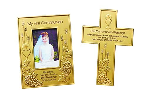 My First Communion Etched Sentiment 6 x 8 Picture Frame - Holds 3 x 4.5 Inch Photo
