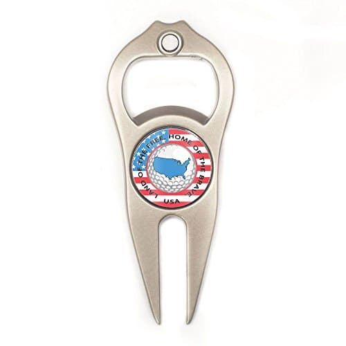 Hat Trick Openers 6-in-1 Golf Divot Tool with USA Logo, Nickel