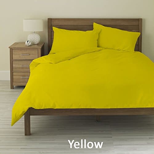 24 inches (60cm) Deep pocket 7 PC Sheet Set (4 PC Bed Sheet Set + 3 PC Duvet Cover Set ) 100% Egyptian Cotton Quilt Cover Set Solid Pattern 550 Thread Count All Sizes & Colors (UK Super King , Yellow)
