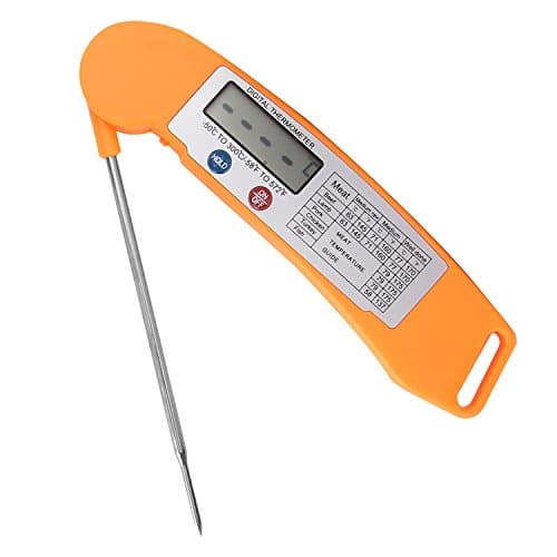 Food Thermometer-ISUDA Digital Foldable Instant Read Probe Thermometer For Kitchen Cooking,BBQ,Poultry,Oil,Milk,Jam-Free Battery (Orange)