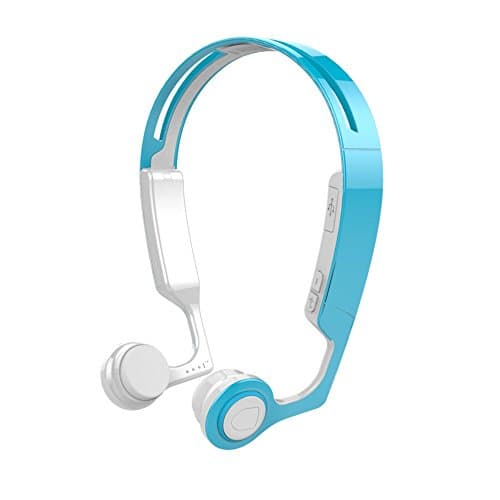 Eiffel Bone Conduction Headphones with Microphone Bluetooth 4.2 Wireless Stereo Sport Headphone with Noise Reduction Microphone (Blue&White)
