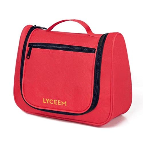 Lyceem Women's Polyester Red Hanging Toiletry Bag Basic