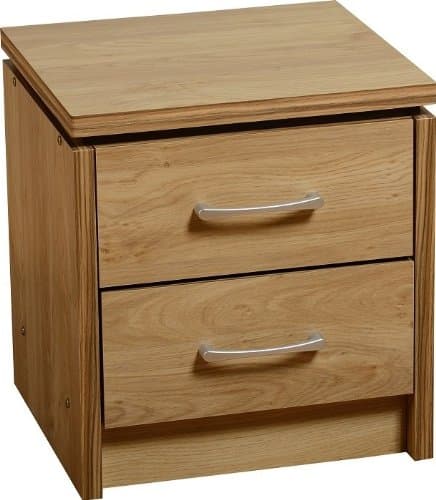 Charles 2 Drawer Bedside Chest in Oak Effect Veneer with Walnut Trim