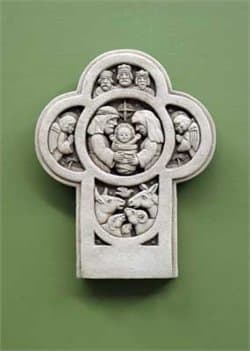 Nativity Cross Plaque Hand Cast Stone (Aged Stone)