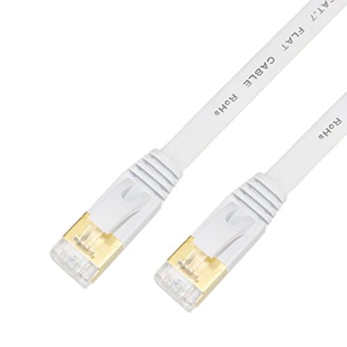 Ethernet Cable CAT7 RJ45 Patch Flat LAN Network Cable (2 Meter, White)