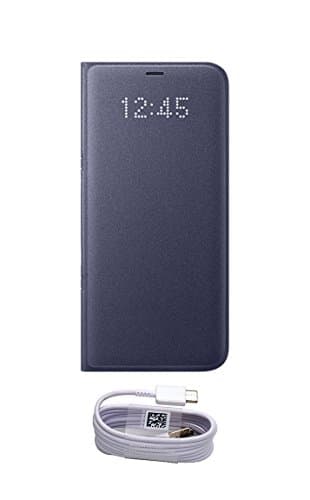 Galaxy S8+ LED Wallet Cover (Orchid Grey) With Type-C Cable, Samsung Official Genuine