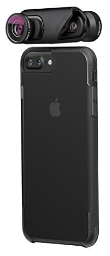 olloclip — CORE LENS SET + OLLO CASE Combo for iPhone 8/8 Plus and iPhone 7/7 Plus — Includes 1 iPhone case for iPhone 7 & 8 + TELEPHOTO Premium Glass Lens — Lens: Black/Black, Case: Clear