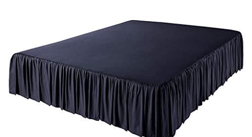 LuxuriousSheets 3 Side Coverage Ruffle/Gathered Bed Skirt with 16 Inch Drop Length (King, Solid Navy Blue) 1500 Series Brushed Microfiber - Covers Bed Legs and Frame