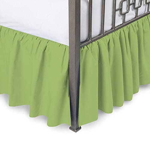 ARlinen Ruffle Bed Skirt-Queen Size Sage Solid Bed Skirt Soft Brushed Microfiber Bed Wrap with Platform- Easy Fit Gathered Style 3 Sided Coverage Queen Bedskirts for 15 Inch Drop Mattress.