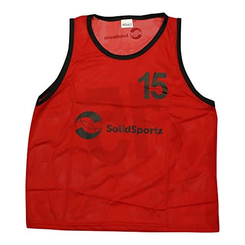 Solid Sports Numbered Training Bibs, Adult Red