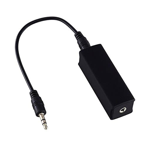 CLICK2U Ground Loop Noise Isolator for Car Audio / Home Stereo System (Buzzing Noise Completely) with 3.5mm Audio Cable Black