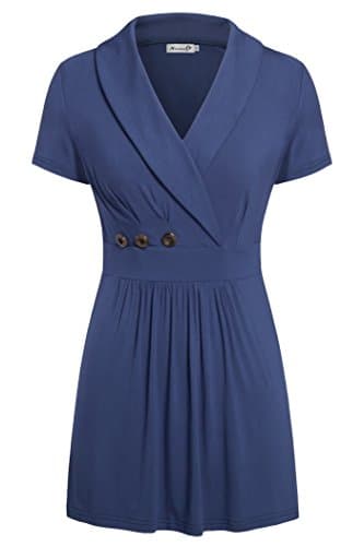 Womens Summer Tops,Kissmay Basic V Neck Oversized Tunic Ruched Tops Royalblue XL