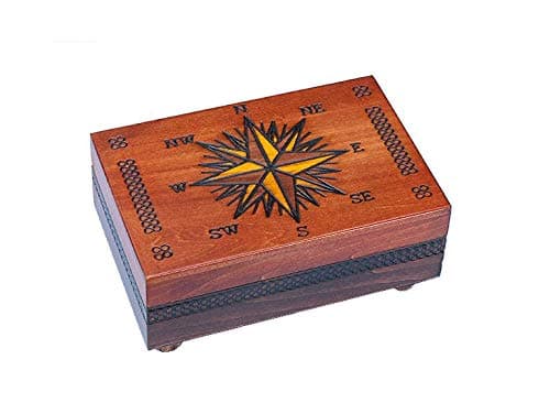 Secret Opening Compass Rose Cartography Box