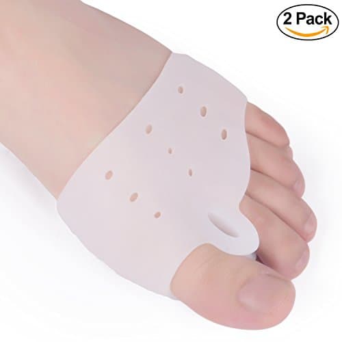 2-Pack Soft Gel Half-Toe Metatarsal Pads Support For Men & Women By Bormei–Protective Foot Sleeves – Medical Grade TPE – Available In Beige & White – Ideal For Runners, Hikers, & Bikers (White)