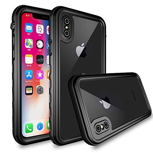 MQOUNY Waterproof Case for iPhone X Waterproof case,for iPhone Xs Waterproof Case, Full Body Protective IP68 Underwater Shockproof Dirtproof Waterproof Case Compatible with iPhone X/XS (Black)