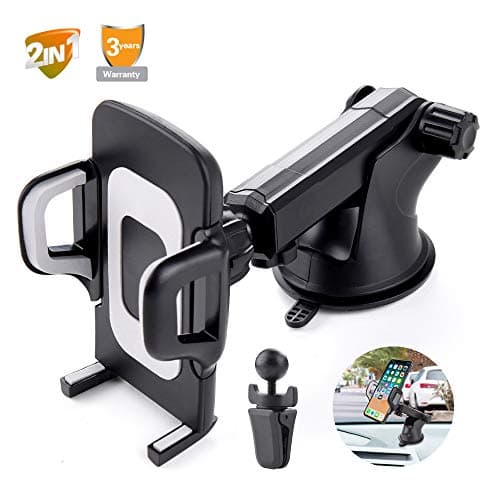 Car Phone Mount Windshield,Dashboard,Air Vent Phone Mount 360°Rotation Holder Cell Phone Holder for Car Universal Car Cradles and Mount Compatible for Samsung Glaxy S8 S9,iPhone 6/7/8 Plus etc