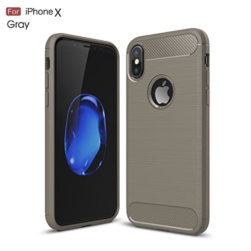 iPhone X Case,iPhone X Cover, iPhone 10 Ten Case,Soft Carbon Fiber Ultra Hybrid Thin Cover TPU Soft Cover Anti-Drop Protect Phone Case For iPhone X Type B/Grey