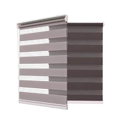 Day and Night Zebra Roller Blind Double Fabric Translucent or Blackout Vision Curtains for Window and Door with Aluminium Cassette17.5''*59''(45cm*150cm Grey)