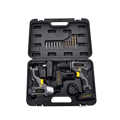 Toolman Cordless Drill Driver & Impact wrench set 2pc Powerful 20V set W battery drill & bit works with DeWalt Makita Ryobi