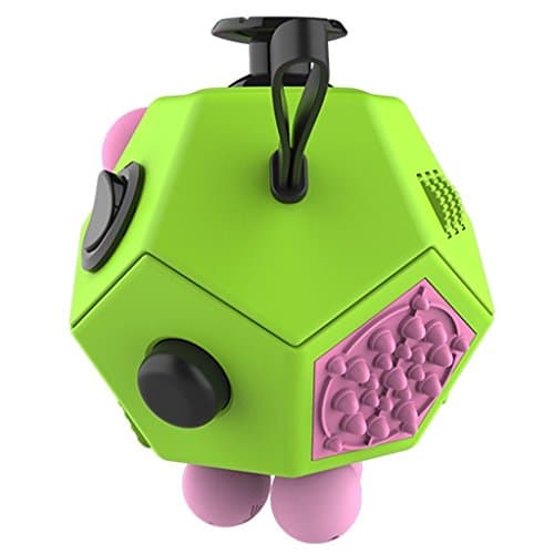 AmazingStore Magic Fidget Cube 12 Sided Toy help relives stress anxiety boredom ADHD ADD Autism, getting more Focus Concentration for Children and Adults (Green/Pink)