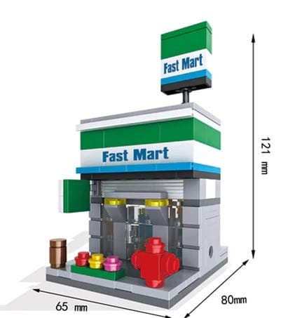 building blocks 3D Mini City Fast Mart with Free Storage Container