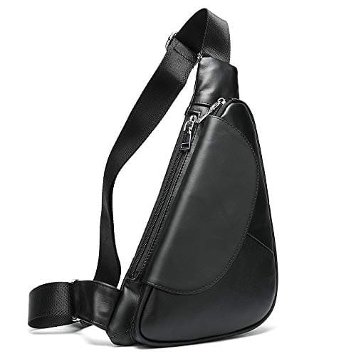 NKns Personalized Leather Men'S Chest Bag Creative Soft Leather Triangle Bag Casual Sports Chest Bag Camera Backpack For Women