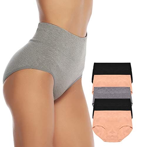 OUENZ Women's Cotton Underwear,Breathable Solid Comfortable High Waist Soft Briefs Panties for Women