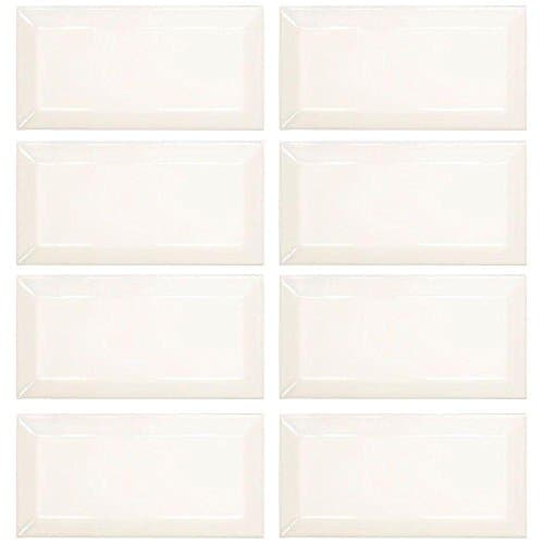 Pearl White Beveled 3 in. x 6 in. Ceramic Wall Tile