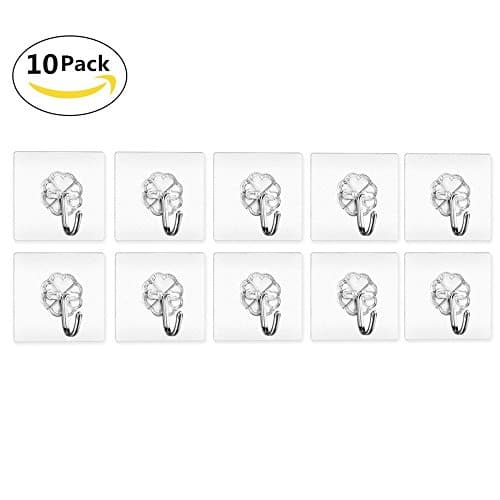 COFUN 10pcs Strong Adhesive Hooks Heavy Duty Wall Hooks 22lbs/10kg Nail Free No Scratch Super Waterproof Seamless Sticky…