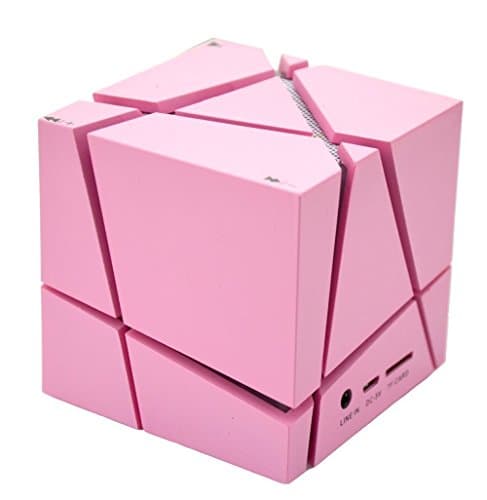 Portable Bluetooth Speaker Mini Cube Enhanced Subwoofer Built in Microphone Multi-Function Clear High Quality Sound High Definition Audio Compatible iPhone iPad Android Tablet Laptop Desktop Pink