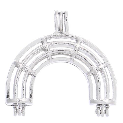 ZEEWELY 5pcs Rainbow Silver plating Bead Cage Locket Pendant - Add Your Own Pearls, Stones, Rock to Cage,Add Perfume and Essential Oils to Create a Scent Fragrance Oil Diffusing Pendant Charms.