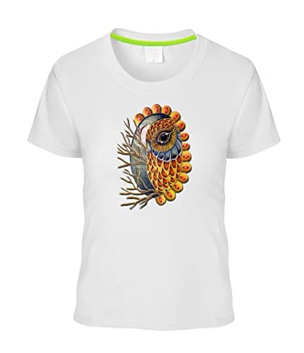 TaDey Owl Beautiful Egg-Shaped Image Tee Shirts for Man M white