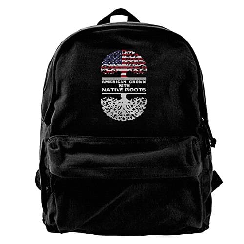 American Grown With Native Roots Canvas Backpack Travel Rucksack Backpack Daypack Knapsack Laptop Shoulder Bag
