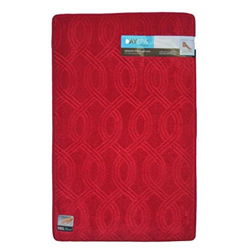 Red Soft Absorbent Memory Foam Floor Bath Mat/area Rug: Geometrical Helix Design, Non-skid Backing, 21" x 34"