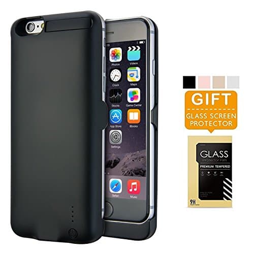 iPhone 6 6s Battery Case LINKPAL 5800mAh Polymer Battery 2.5hrs Fast Recharge Rate battery Charger Charging Case Battery Pack Charger Case , 200% Extra Battery (5800mAh-Black)