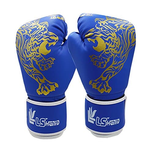 1 Pair Tiger Pattern Kids Boxing Gloves PU Leather for Training, fighting, Sand Bags, Competition for Age 5-12 Years Girls Boys (Red/Blue/Black)