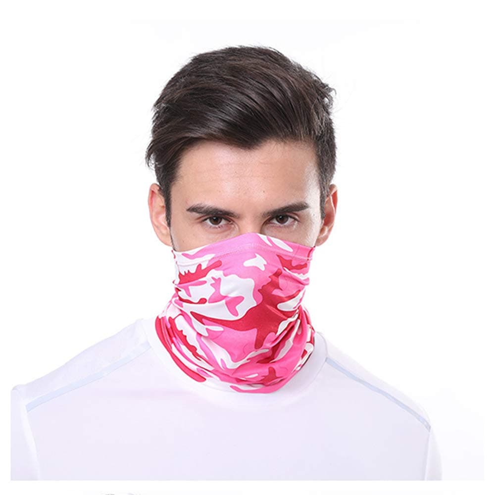 Bandana Face Mask Neck Gaiter Beadwear Multi-Function Magic Headband for Women Men Fishing Motorcycling Running Camo-Pink