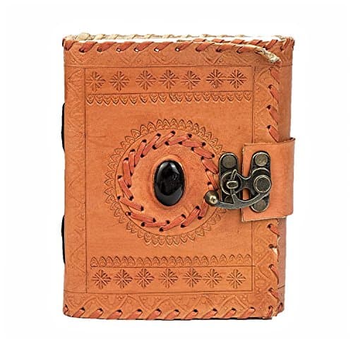 Leather Diary Journal Notepad Writing Book Stone Brown Embossed Handmade Papers Designed For Home & Office (7x5, Orange)