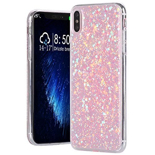 Case for iPhone Xs Max Soft TPU Phone Case for iPhone Xs Max 6.5 Inch, Protection Phone Case Back Cover Ultra-Slim Bling Glitter Case Cover for Apple iPhone Xs Max 2018 for Women, Girls-Pink