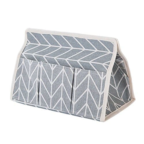 PythonWorld Multifunction 6 Pockets Foldable Storage Box Cotton Linen Pumping Carton Tissue Box