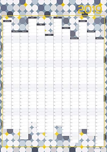 A2 Year Wall Planner/Wall Calendar 2019 - Eclipse