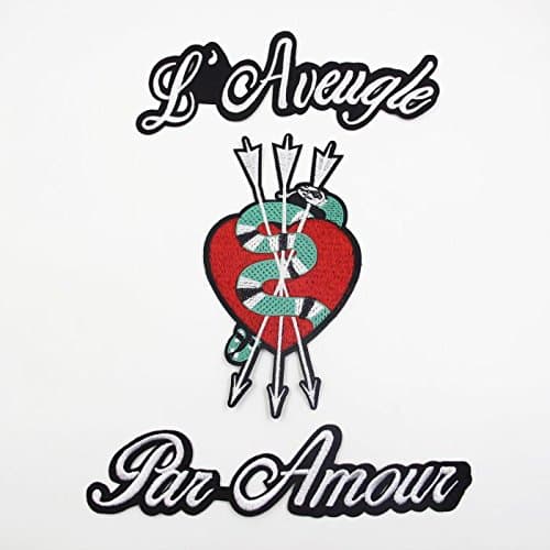 3pcs/set Large Snake Patch Red Piercing Heart Iron On Embroidered Appliqued Patches Animals Stickers For Clothes Jacket - 7.9''X4.3''