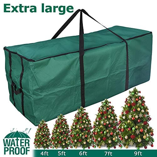 MelonBoat Christmas Tree Storage Bag for 5'-9' Extra Large Artificial Trees, Waterproof Oxford Cloth Green