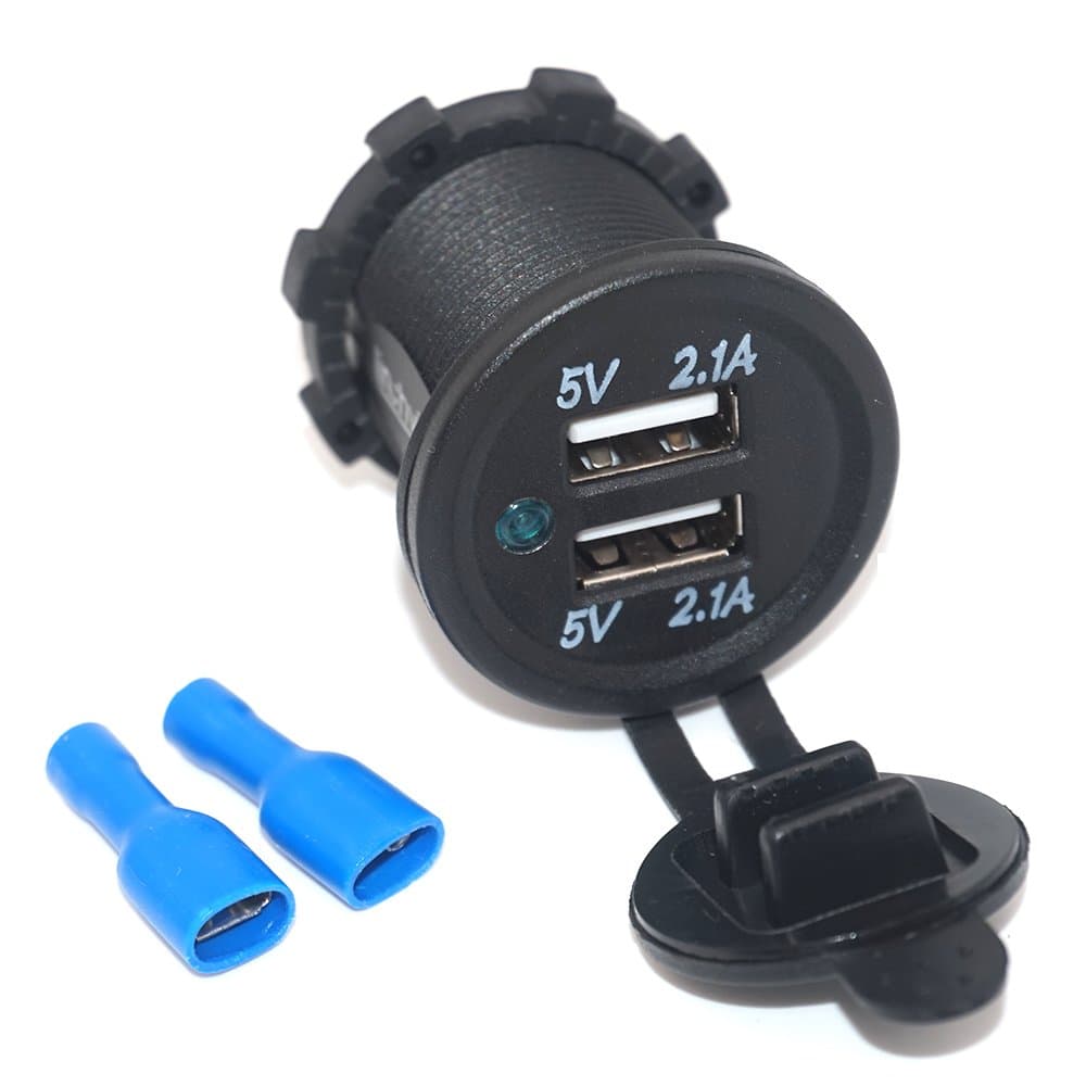 Linchview USB socket 2 port built-in car RV Boots Motorcycle USB plug 5V 4.2A charger adapter 12V / 24V car kits for Navi, mobile phone, GPS with dust cover / waterproof cover