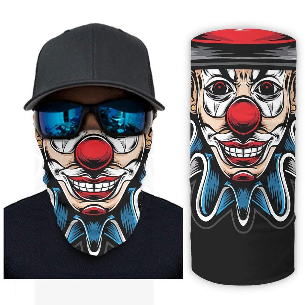 Multifunctional Headwear Face Scarf Dust Sun UV Wind Proof Protective Face Shield Neck Gaiter Headband Clown Horror Mask for Men, Cycling, Snowboarding, Skiing
