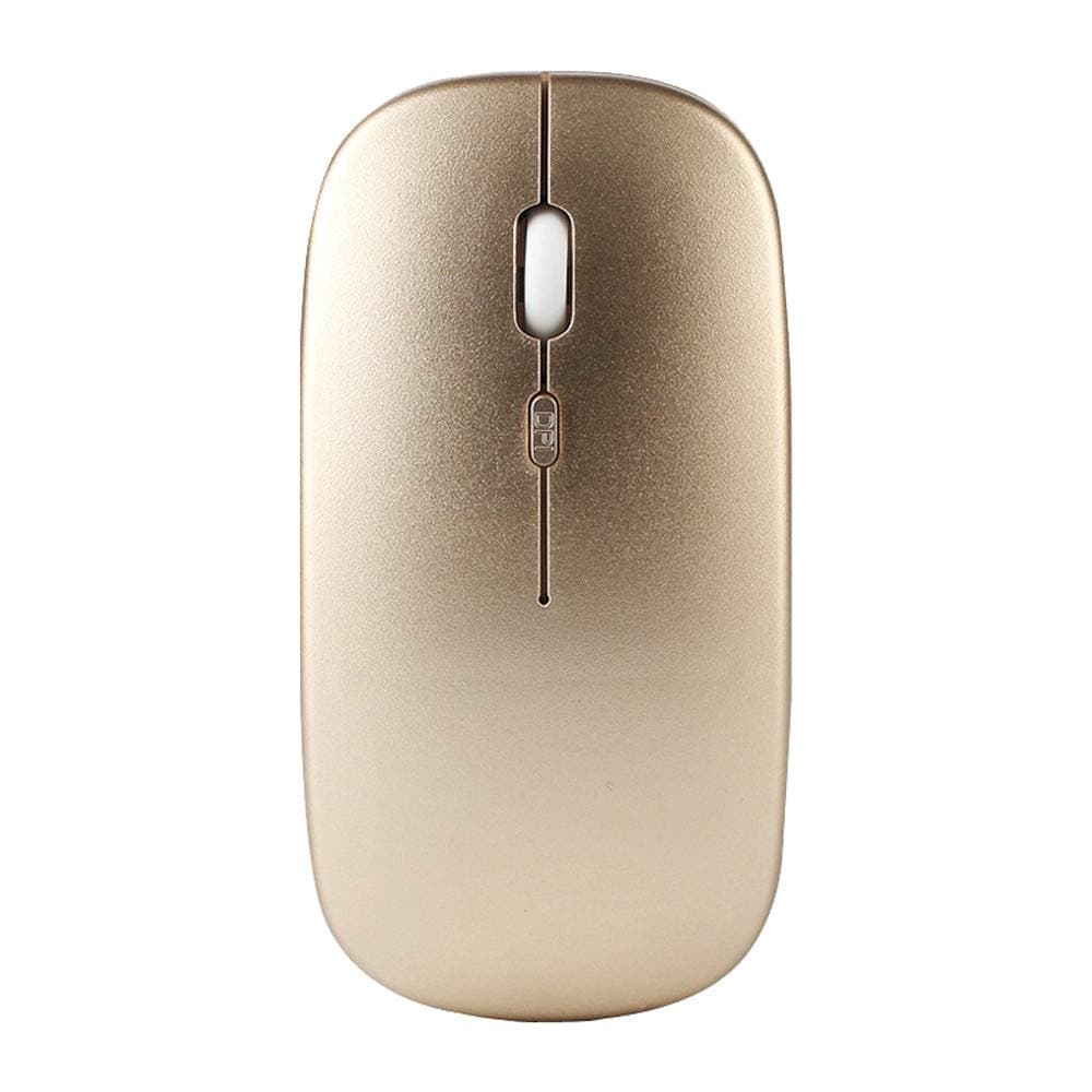 SUImeito 2.4GHz Rechargeable Wireless Mouse Silent Button Ultra Thin USB Optical Mice New Munse 10 m Wireless Range (Gold)