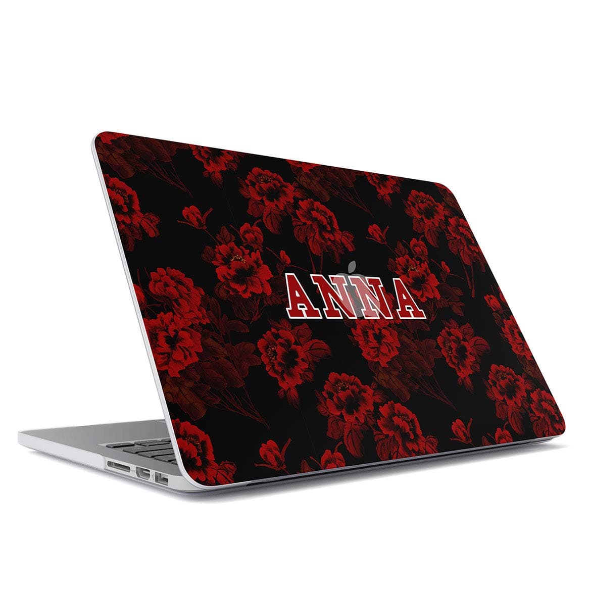 Personalized Slim Plastic Hard Case Cover Compatible With, Macbook Air 13 Inch Model: A1466, A1369 Custom Name Surname Letter Text Initial Customized Red Roses Flowers Floral Blossoms Unique